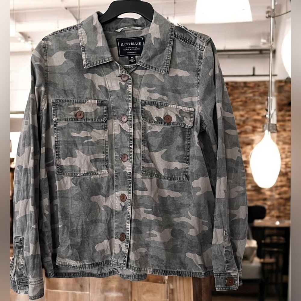 Lucky Brand Gray Camouflage Jacket/M